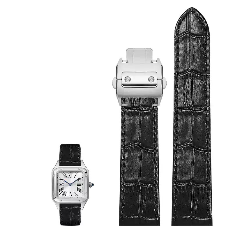 Cartier Watch Santos - 20 mm 23 mm Echtleder-Uhrenarmband für