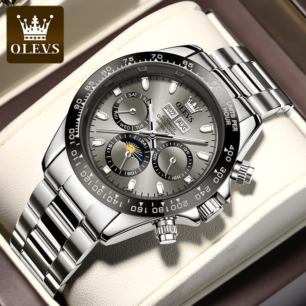 Seiko Watch Presage - OLEVS 6654 Luxus-Herrenuhr, Chronograph, automatische mechanische