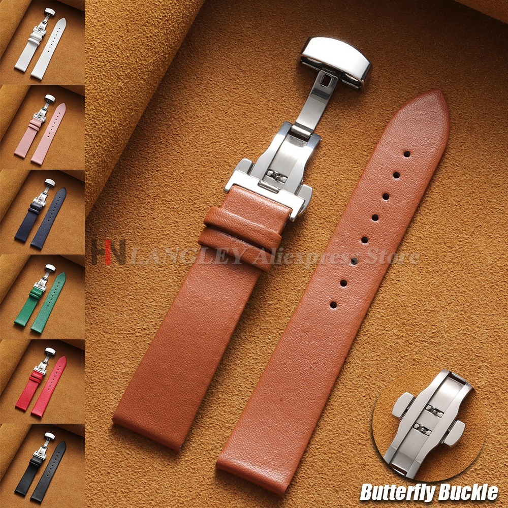 Suede Strap Watch - 12/14/16/18/19/20/21/22mm Kalbsleder-Uhrenarmband Ultradünnes Echtlederband mit Schmetterlingsverschluss