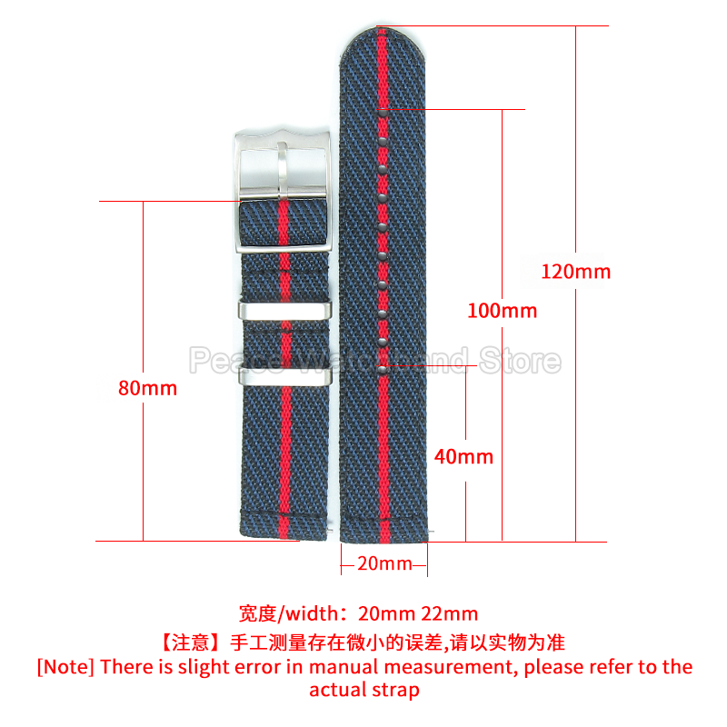 20 22 mm Khaki Blau Rot Nylon  – Nato Strap Nylon Bewertung und Preis